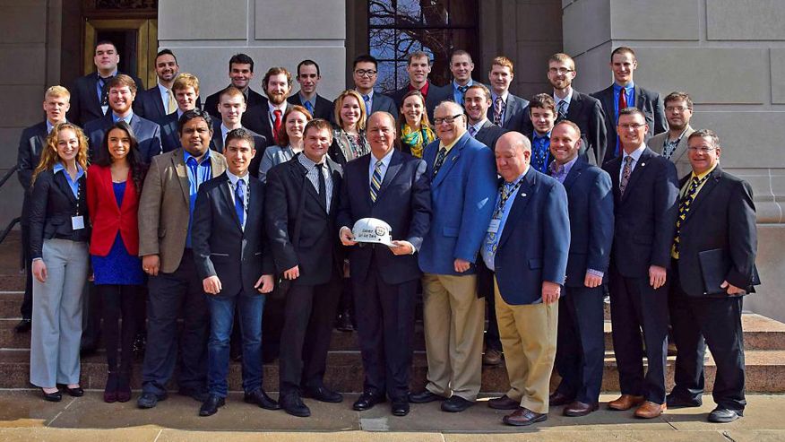WVU's Society for Mining, Metallurgy and Exploration chapter with West Virginia Governor Earl Ray Tomblin.