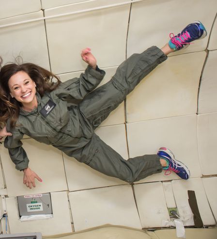 A photo of Emily Calandrelli in the vomit comet.