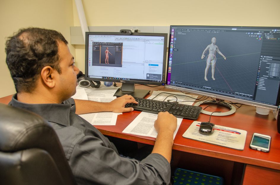 “Syed Ashiqur Rahman, a graduate student in Adjeroh’s research lab, analyzes human 3D models using deep learning for health profiling.