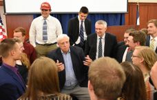 Students and faculty members with Governor Jim Justice.