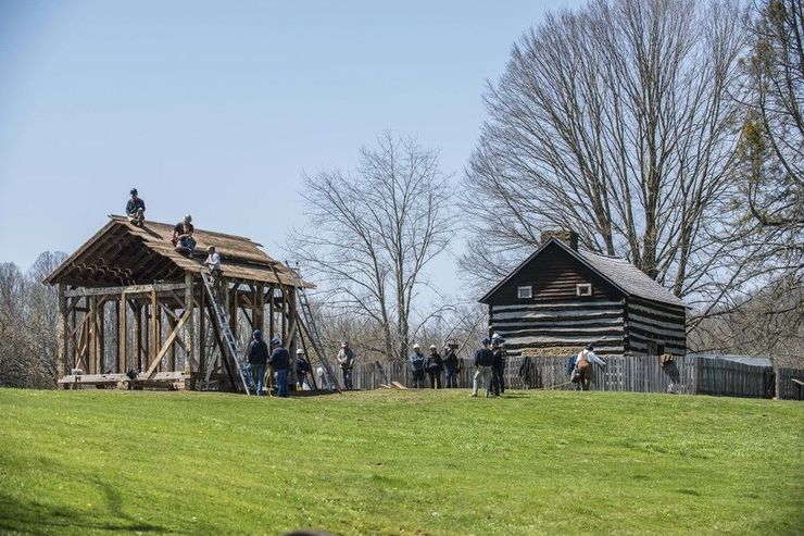 Building barns at Jackson's Mill