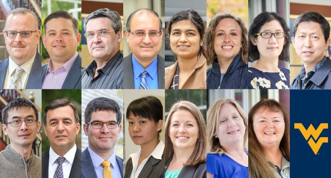 Recipients of the 2021-2022 academic year teaching, advising, research and staff awards (from left to right, top row) Jeremy Dawson, Christopher Griffin, Mario Perhinschi, Udaya Halabe, Sarika Solanki, Lauren Stein, Xin Li and Yu Gu (from left to right, bottom row) Xin Li, Nasser Nasrabadi, Thorsten Wuest, Xueyan Song, Emily Garner, Kathleen Cullen and Susie Huggins.
