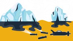 illustration of submarines under glaciers