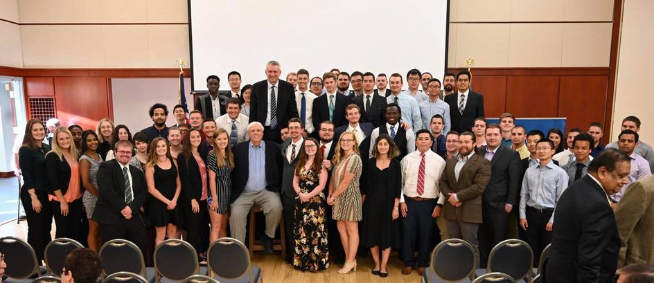 Students and faculty members with Governor Jim Justice following the 2019 Poundstone Lecture