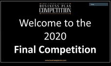 Screenshot of the welcome message for the final business plan competition.