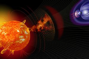 artist's illustration of space weather