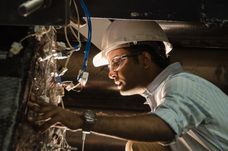 A photo of Praveen Majjigapu in the structures lab.