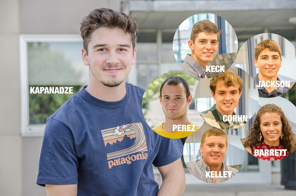 Seven students earned scholarships through WVU's Academy of Engineering Success - Kapanadze, Keck, Jackson, Corhn, Perez, Kelley, Barrett