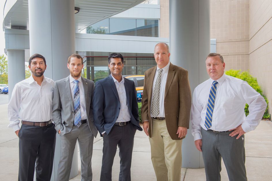 Hemanth Kappanna, Marc Becsh, Arvind Thiruvengadam, Greg Thompson and Dan Carder from the Center for Alternative Fuels, Engines and Emissions are the marshals for the 2017 Homecoming Parade Oct. 13. 