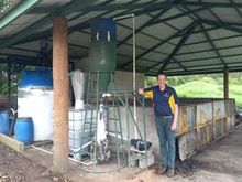 In the Monteverde region of Costa Rica, WVU Assistant Professor Kevin Orner visits a pilot site that treats septic tank sludge along with fats, oils and grease. (Submitted photo/Justin Welch)