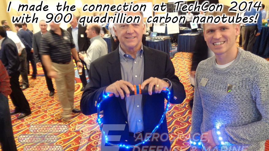 Tim Weadon at TE Connectivity "I made the connection at TechCon 2014 with 900 quadrillion carbon nanotubes!"