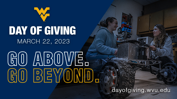 WVU Day of Giving, March 22, 2023, Go Above, Go Beyond, dayofgiving.wvu.edu