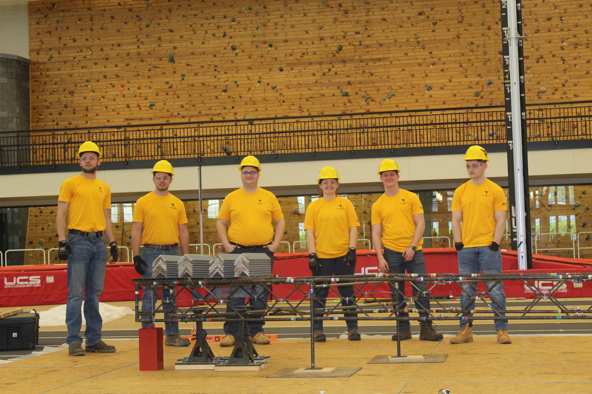 Members of the Steel Bridge Competition team 
<em>(pictured left to right) </em>
<em></em>Nathan Barnhart, Jed Bratcher, Andrew Delisle, Megan Mills, Ben
Sprague and Ben Opie. (Submitted Photo)