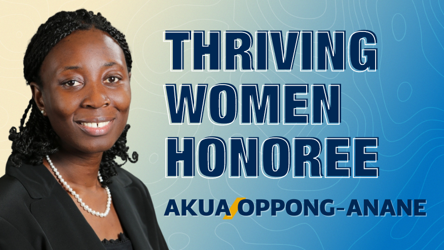 Fundamentals of Engineering teaching assistant professor Akua Oppong-Anane is this year's Thriving Women Program award recipient. Oppong-Anane plans to develop a mentorship program for BIPOC and women students in engineering fields (WVU Illustration/Kaley LaQuea).
