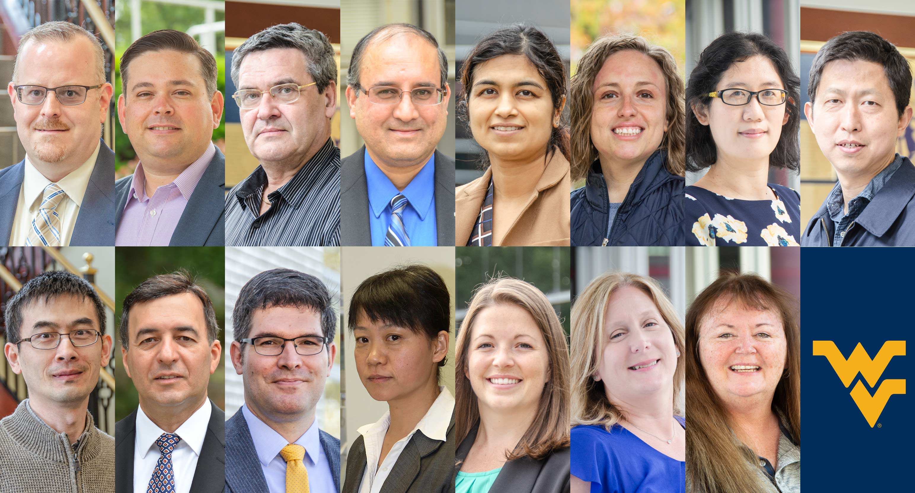Recipients of the 2021-2022 academic year teaching, advising, research and staff awards (from left to right, top row) Jeremy Dawson, Christopher Griffin, Mario Perhinschi, Udaya Halabe, Sarika Solanki, Lauren Stein, Xin Li and Yu Gu (from left to right, bottom row) Xin Li, Nasser Nasrabadi, Thorsten Wuest, Xueyan Song, Emily Garner, Kathleen Cullen and Susie Huggins.<em></em>