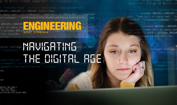 Girl searching the internet, EngineeringWV Navigating the digital age.