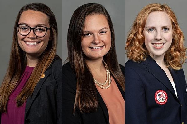 WVU students Emma Harrison, Andrea Pettit and Ginny Thrasher are finalists for the Rhodes Scholarship. 