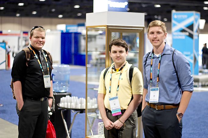 WVU Engineering students Brenden Guthrie, Jacob Winokur and Logan Melvin at the 2018 SAMPE Conference and Exhibition. 