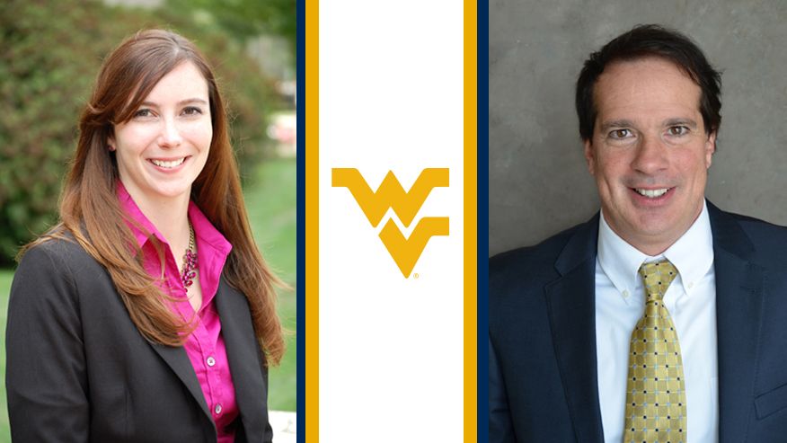 A combined portrait image of Melissa Morris and David Martinelli separated by the Flying WV