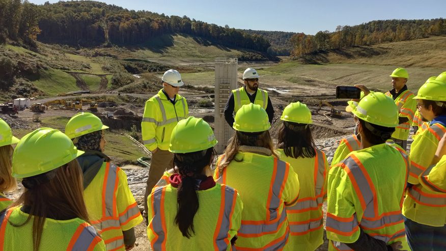 Engineering students on a field trip at Morgantown Utility Board’s Flegal Dam & Reservoir.