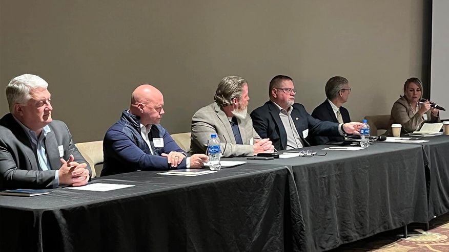 Members of the Industry Day panel (left to right): James Estep, Matt Fancher, Jeff Edgell, Ken Costello, Thomas Butcher and moderator Erienne Olesh. 