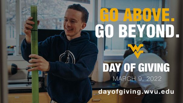 Day of Giving. Go above. Go Beyond. March 9, 2022 with an image of a student working on a rocket.