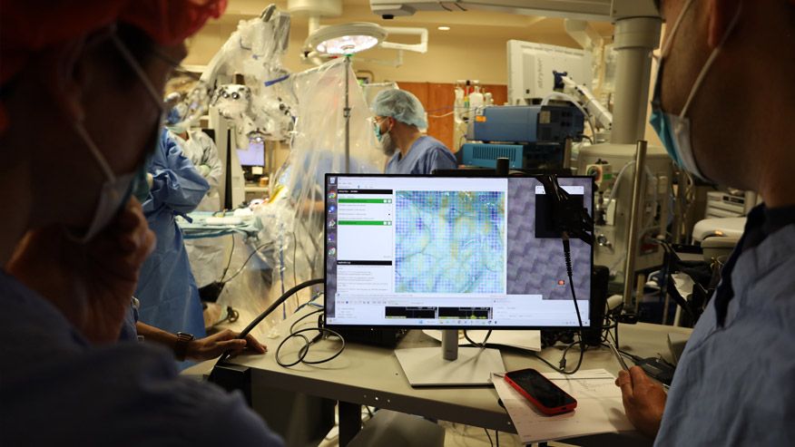 Doctors observe brain activity on computer screen