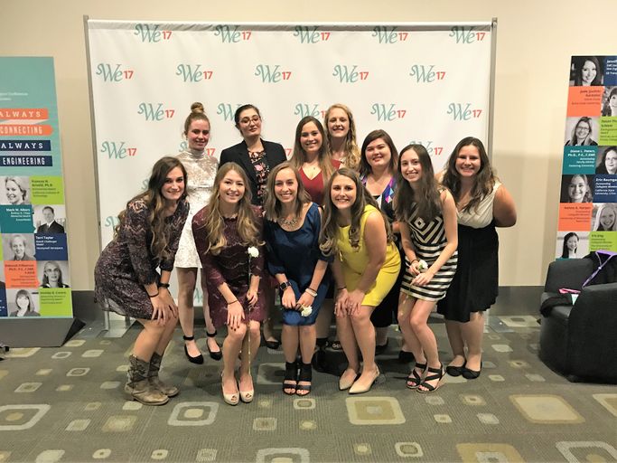 Members from West Virginia University Section of the Society of Women Engineers pose for a photo at the regional conference.