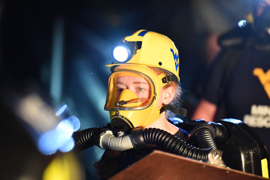 Student competing in the mine rescue competition.
