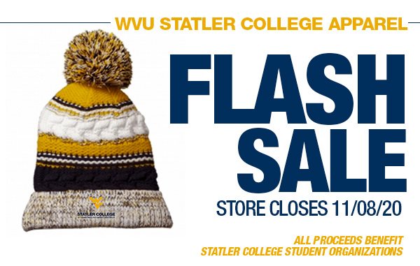 Blue and Gold cold weather pompom hat - WVU Statler College Apparel Flash Sale - Store Closes 11-08-20 - all proceeds benefit Statler College Student Organizations