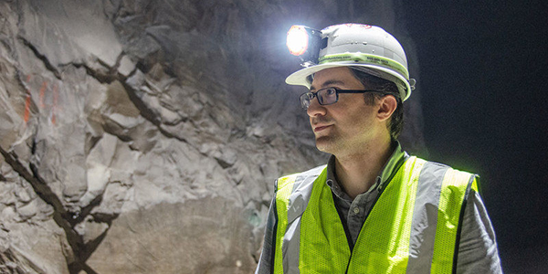 Ihsan Berk Tulu, assistant professor of mining engineering, is improving safety in underground mines by developing mine-specific, geology-dependent pillar and standing support design tools. (WVU Photo/Paige Nesbit, 2018)
